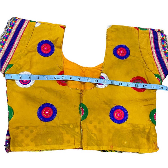 Women's Yellow & Pink Circle Design Indian Chanya Choli (M/L) - Picture 9 of 15